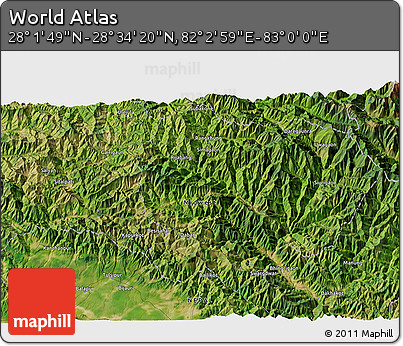 Satellite 3D Map of the Area around 28° 18' 5" N, 82° 31' 30" E