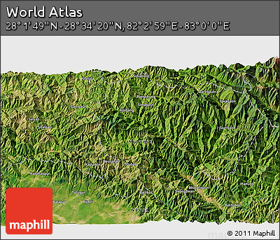 Satellite 3D Map of the Area around 28° 18' 5" N, 82° 31' 30" E