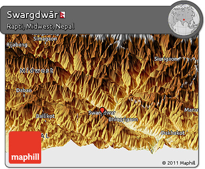 Physical Panoramic Map of Swargdwār