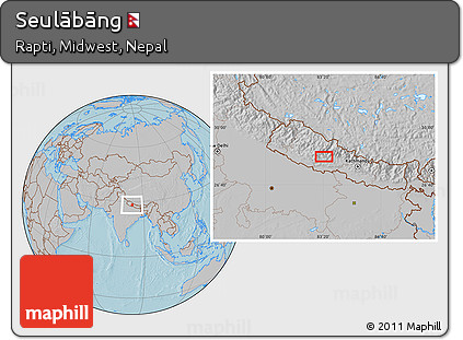 Gray Location Map of Seulābāng, hill shading