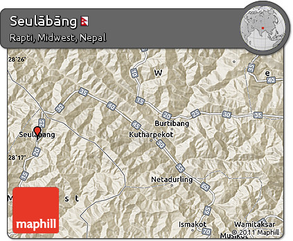 Shaded Relief Map of Seulābāng