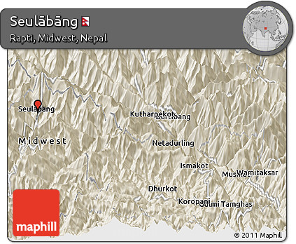 Shaded Relief Panoramic Map of Seulābāng