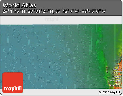 Satellite 3D Map of the Area around 28° 18' 5" N, 83° 13' 29" W