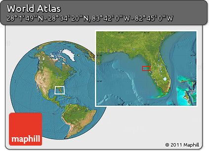 Satellite Location Map of the Area around 28° 18' 5" N, 83° 13' 29" W