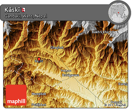 Physical 3D Map of Kāskī