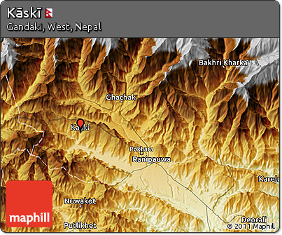 Physical 3D Map of Kāskī