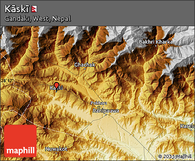 Physical Map of Kāskī