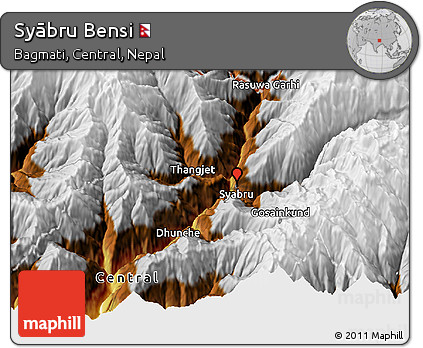 Physical 3D Map of Syābru Bensi