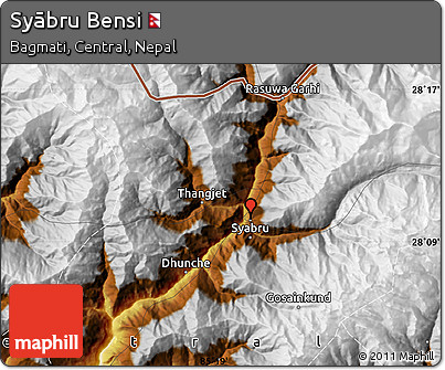 Physical Map of Syābru Bensi