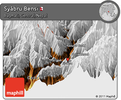 Physical Panoramic Map of Syābru Bensi