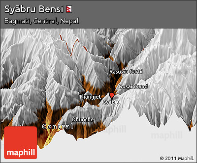 Physical Panoramic Map of Syābru Bensi