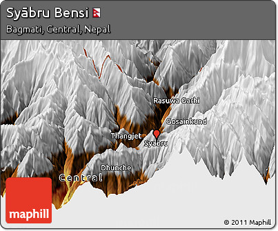 Physical Panoramic Map of Syābru Bensi