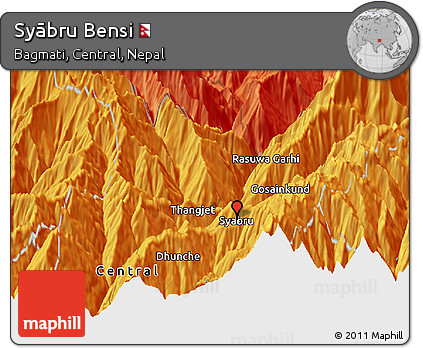 Political Panoramic Map of Syābru Bensi