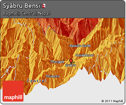Political Panoramic Map of Syābru Bensi