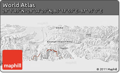 Physical Panoramic Map of the Area around 28° 18' 5" N, 86° 46' 30" E