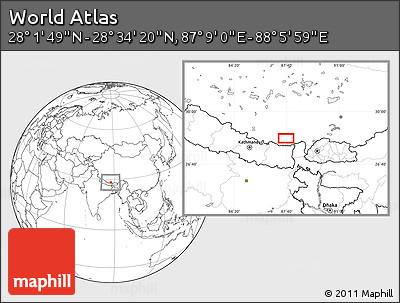 Blank Location Map of the Area around 28° 18' 5" N, 87° 37' 30" E