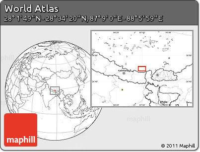 Blank Location Map of the Area around 28° 18' 5" N, 87° 37' 30" E