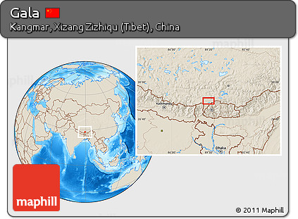 Shaded Relief Location Map of Gala