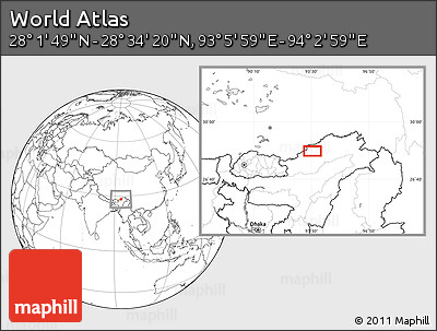 Blank Location Map of the Area around 28° 18' 5" N, 93° 34' 29" E
