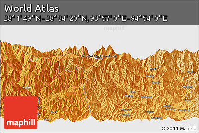Political Panoramic Map of the Area around 28° 18' 5" N, 94° 25' 30" E