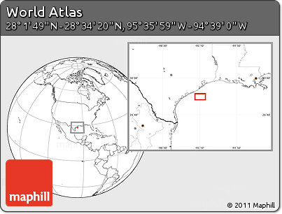 Blank Location Map of the Area around 28° 18' 5" N, 95° 7' 30" W