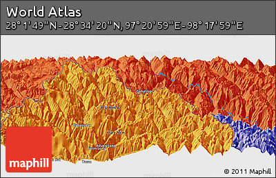 Political Panoramic Map of the Area around 28° 18' 5" N, 97° 49' 29" E