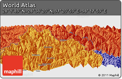 Political Panoramic Map of the Area around 28° 18' 5" N, 97° 49' 29" E