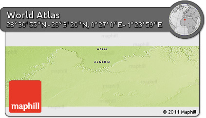 Physical Panoramic Map of the Area around 28° 47' 8" N, 0° 55' 29" E