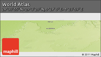 Physical Panoramic Map of the Area around 28° 47' 8" N, 0° 55' 29" E