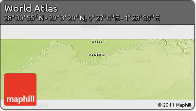 Physical Panoramic Map of the Area around 28° 47' 8" N, 0° 55' 29" E