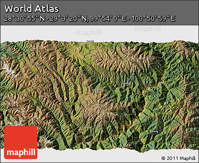 Satellite 3D Map of the Area around 28° 47' 8" N, 100° 22' 30" E