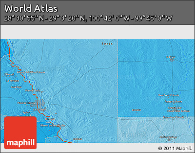 Political 3D Map of the Area around 28° 47' 8" N, 100° 13' 29" W