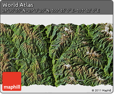 Satellite 3D Map of the Area around 28° 47' 8" N, 101° 13' 29" E