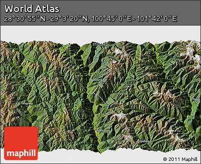 Satellite 3D Map of the Area around 28° 47' 8" N, 101° 13' 29" E
