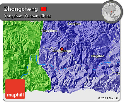 Political 3D Map of Zhongcheng