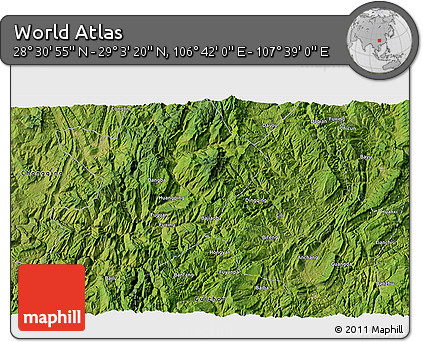 Satellite 3D Map of the Area around 28° 47' 8" N, 107° 10' 30" E