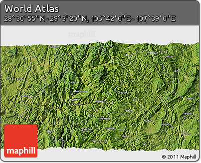 Satellite 3D Map of the Area around 28° 47' 8" N, 107° 10' 30" E