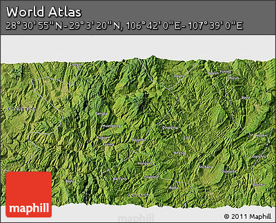 Satellite 3D Map of the Area around 28° 47' 8" N, 107° 10' 30" E