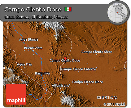 Physical 3D Map of Campo Ciento Doce