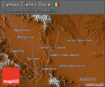 Physical 3D Map of Campo Ciento Doce