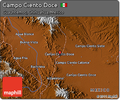 Physical 3D Map of Campo Ciento Doce