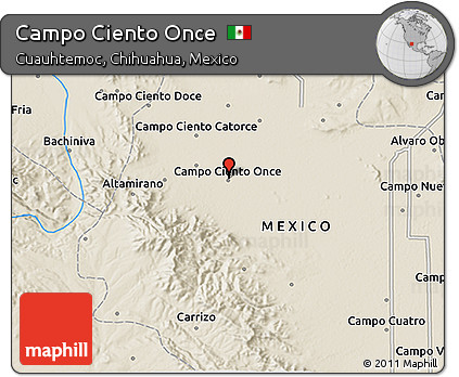 Shaded Relief 3D Map of Campo Ciento Once
