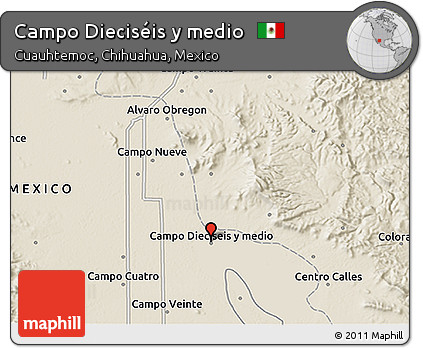 Shaded Relief 3D Map of Campo Dieciséis Y Medio