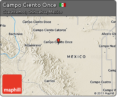 Shaded Relief 3D Map of Campo Ciento Once