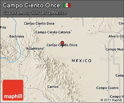 Shaded Relief 3D Map of Campo Ciento Once