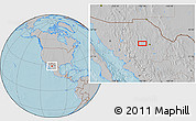Gray Location Map of the area around 28° 47' 8" N, 107° 1' 30" W, hill shading