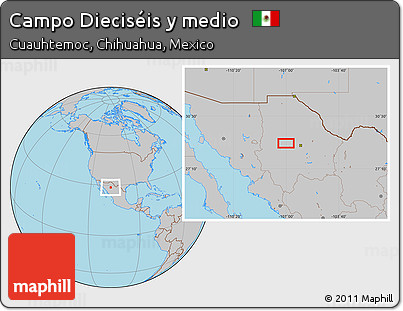 Gray Location Map of Campo Dieciséis Y Medio