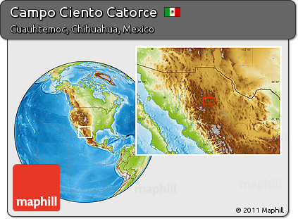 Physical Location Map of Campo Ciento Catorce