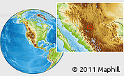 Physical Location Map of the area around 28° 47' 8" N, 107° 1' 30" W