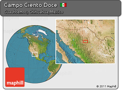 Satellite Location Map of Campo Ciento Doce